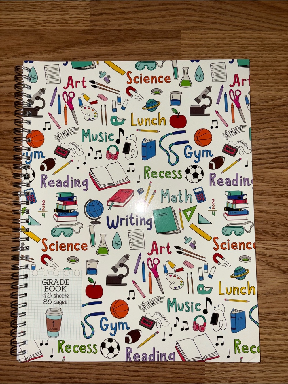 School-Themed Spiral Grade Book